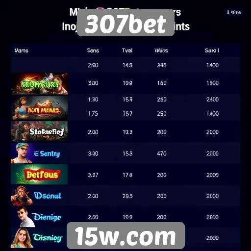 Comparativo de jogos disponíveis na 307bet